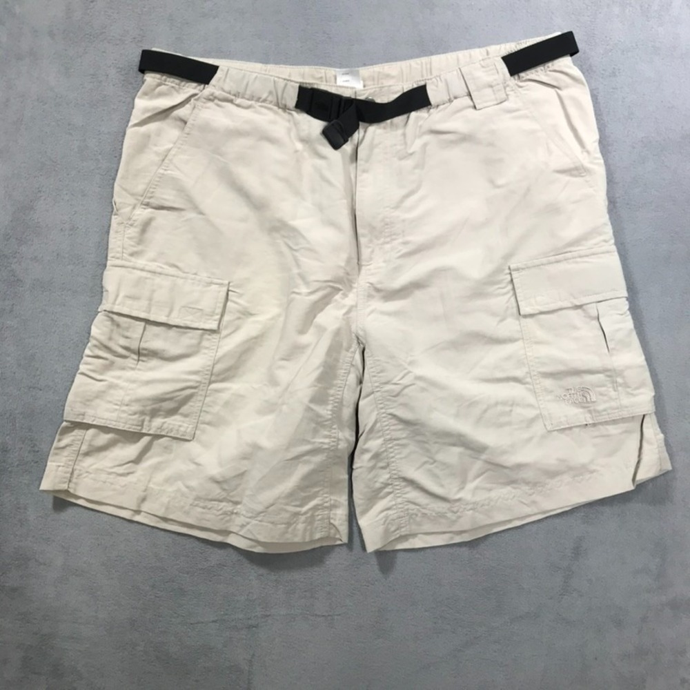 The North Face Cargo Shorts Men's Extra Large Beige Belted Nylon Hiking Outdoors